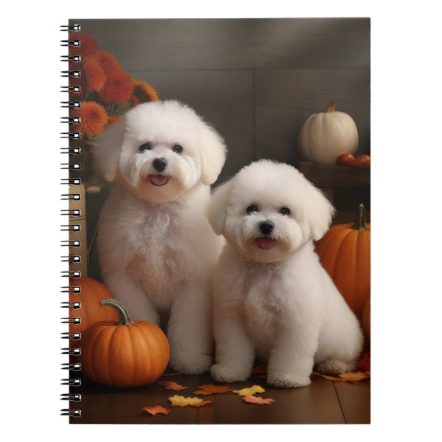 Carnet Bichon Frise Puppy Automne Citrouille délice (Devant)