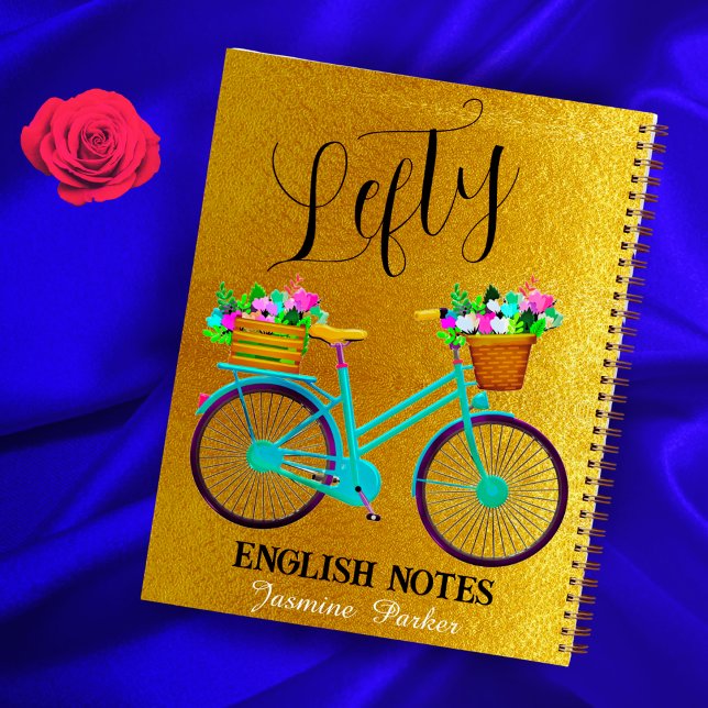 Carnet Bicyclette Fleurie Paillettes Dorées pour Fille Ga (Créateur téléchargé)