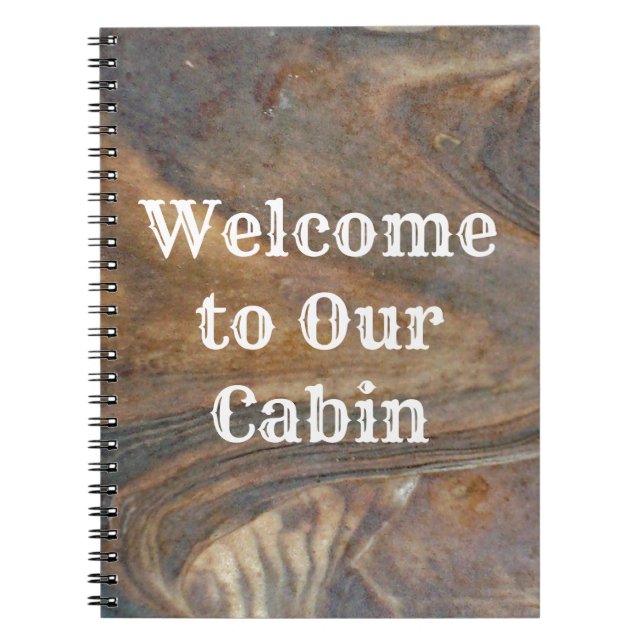 Carnet Bienvenue à notre invité photo Brown Cabine Woodgr (Devant)