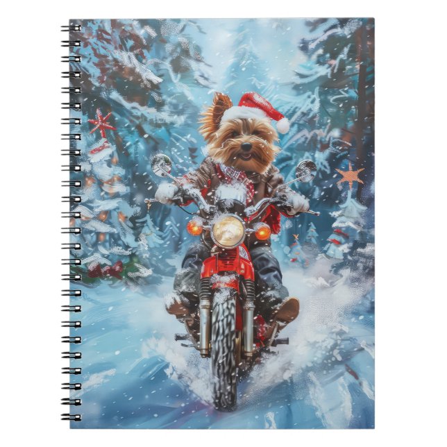 Carnet Biewer Terrier Chien équitation Moto Noël (Devant)