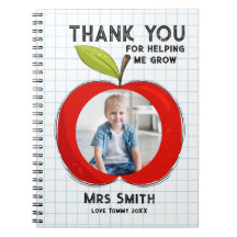 Big Red Apple Teacher Thank You Photo Notebook