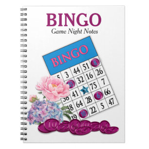 Carnet Bingo Game Notes de nuit Fleurs roses