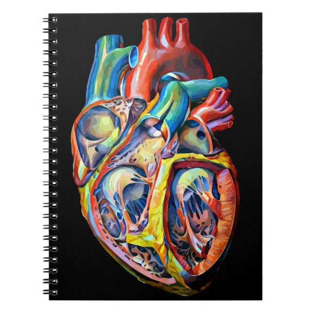 Carnet biologie cardiaque humaine anatomie art abstrait (Devant)
