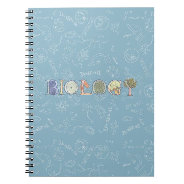 Carnet Biologie diagramme et typographie bleu (Devant)