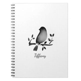 Carnet Bird watercolor black white saturated
