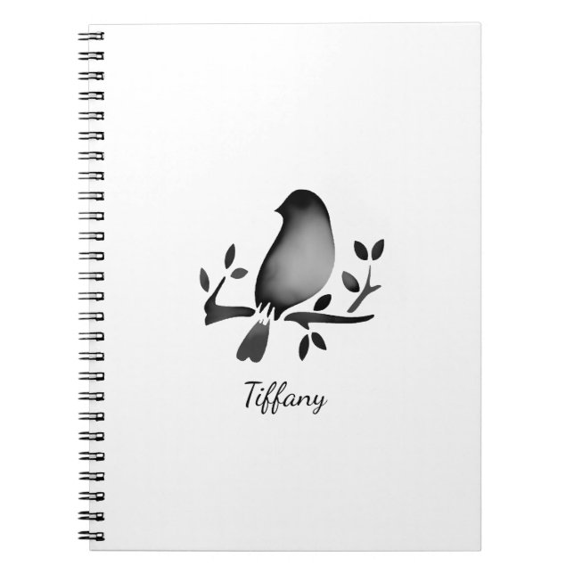 Carnet Bird watercolor black white saturated (Devant)