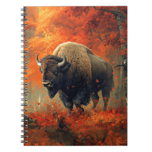 Carnet Bison dans l'artisanat boisé d'automne