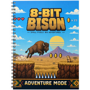 Carnet Bison, Pixel Art Rétro 8 Bits