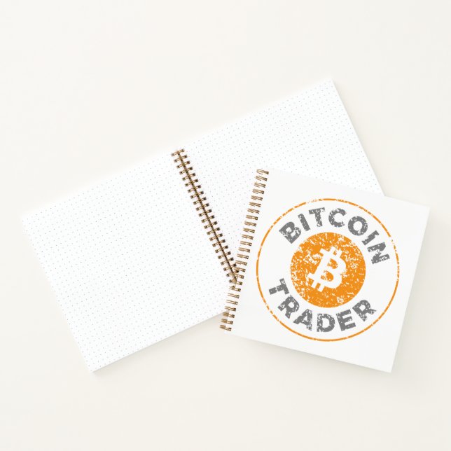 Carnet Bitcoin Trader Grunge Texte Cercle Plan Carré (Intérieur)