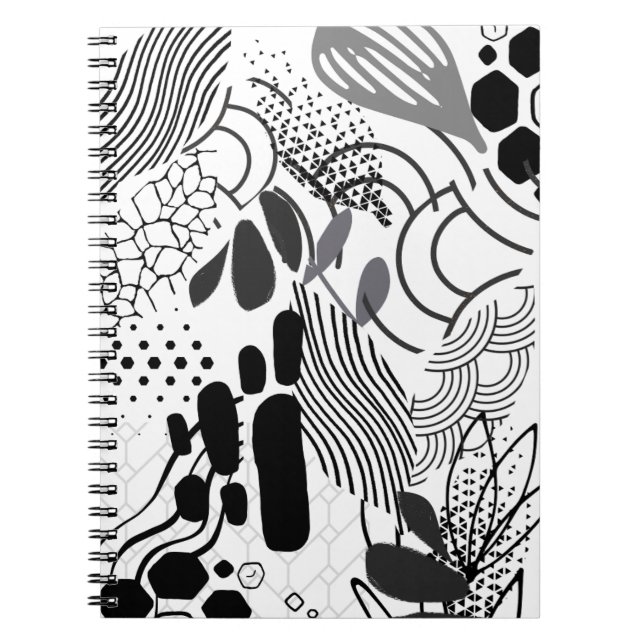 Carnet Black and white & gradient abstract graphic note (Devant)