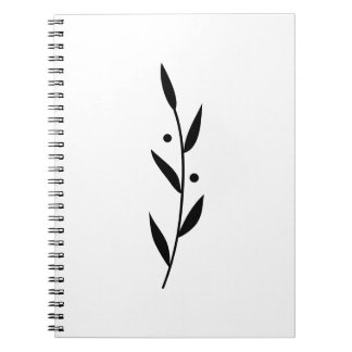 Carnet Black and White Leaf Branch Clean Botanical 