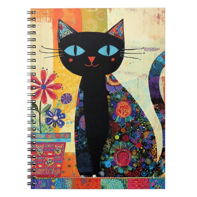 Carnet Black Cat Folk Art (Devant)