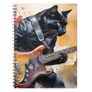 Carnet Black Cat Rock Star Veste en cuir Jouer Guitare