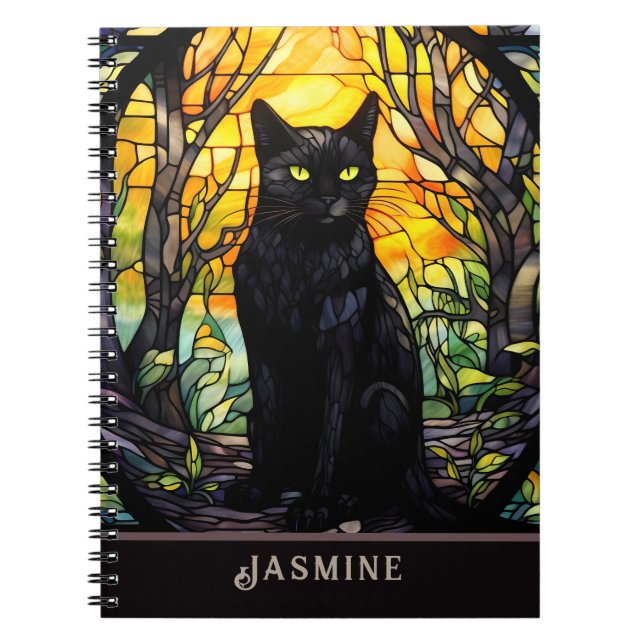 Carnet Black Cat Vitrail jaune (Devant)