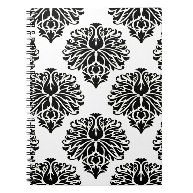 Carnet Black Elegant Damask (Devant)