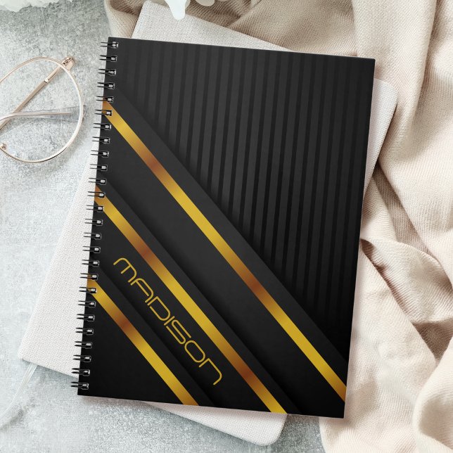 Carnet Black Gold Luxury Moderne Minimal Abstrait (Créateur téléchargé)