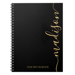 Carnet Black Gold Name Monogram Initial Notebook
