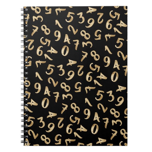 Carnet Black Gold Numbers Luxury Motif Chic Comptable (Devant)