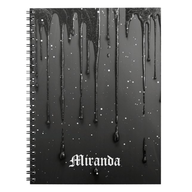 Carnet Black Gothic Drip Liquid Glitter Paint Dark (Devant)