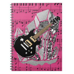 Carnet Black Guitare Pink Sheet Music Silver Crystal