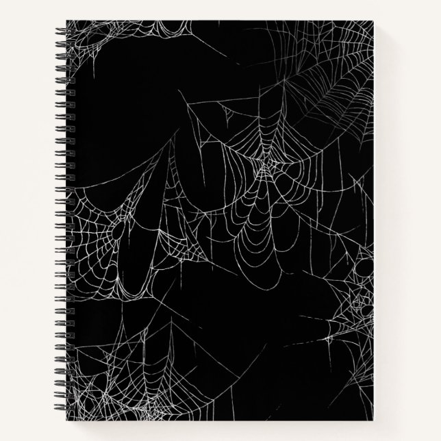 Carnet Black Halloween Notebook with Spiderweb Art (Devant)