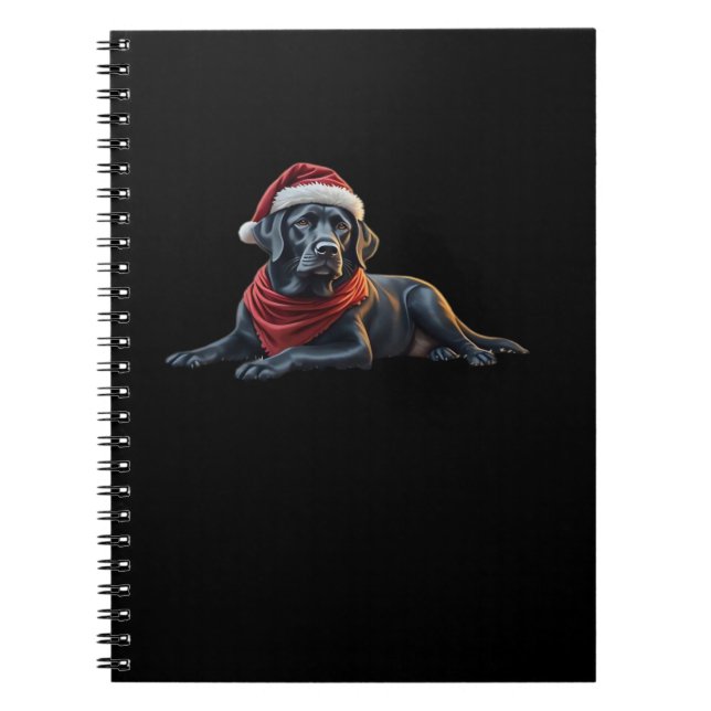 Carnet Black Labrador à Noël à Santa Hat et Scarf (Devant)