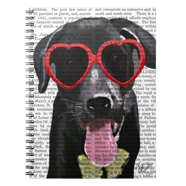 Carnet Black Labrador Avec Lunettes de soleil Coeur (Devant)