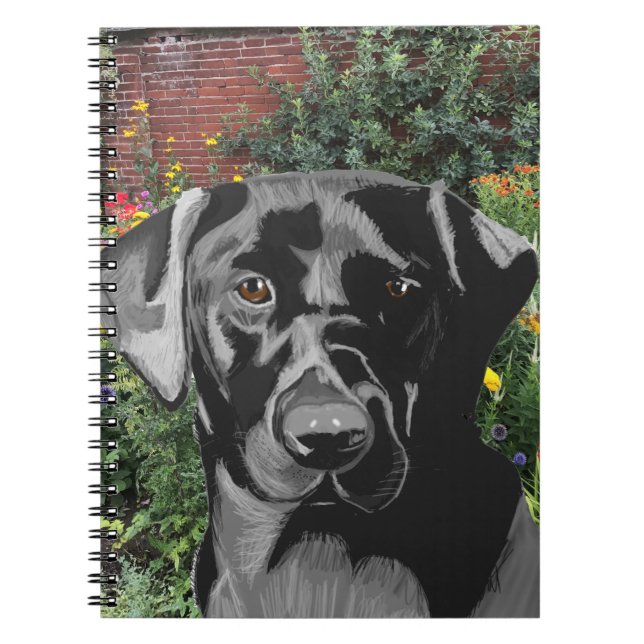 Carnet Black Labrador dans le jardin (Devant)