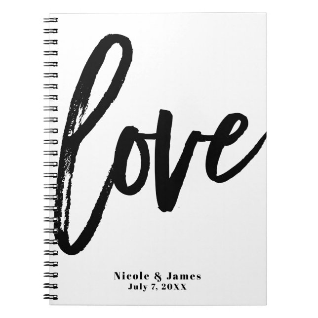 Carnet Black LOVE Modern Brush Script Mariage Planning (Devant)
