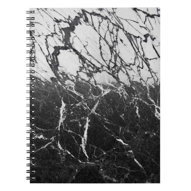 Carnet Black & Marbre blanc Moderne Glam tendance (Devant)