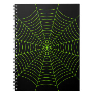 Carnet Black neon vert toile d'araignée Halloween motif