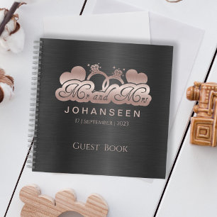 Carnet Black Rose Gold Mr & Mrs newlyweds mariage