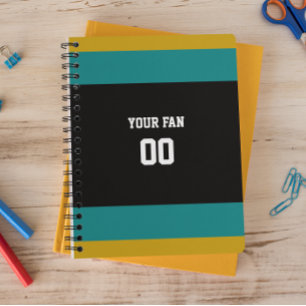 Carnet Black, Teal & Gold Football Team Personalized