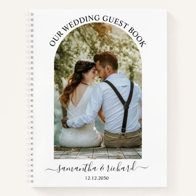 Carnet Black White Arch photo nouvelle mariée Mariage inv (Devant)