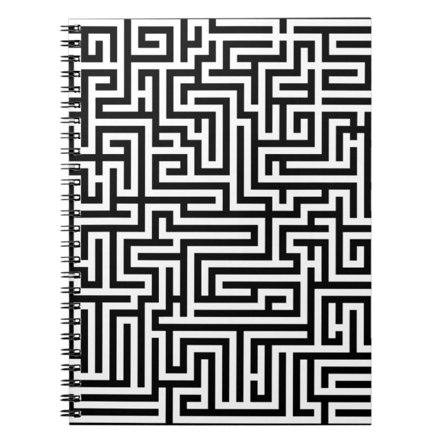 Carnet Black & White Labyrinth Maze Pattern (Devant)