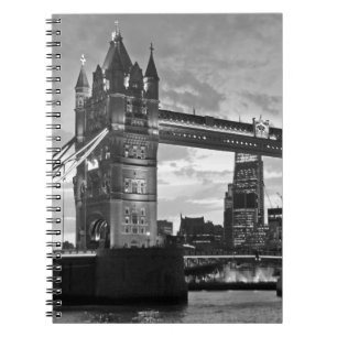 Carnet Black White London Tower Bridge UK Travel