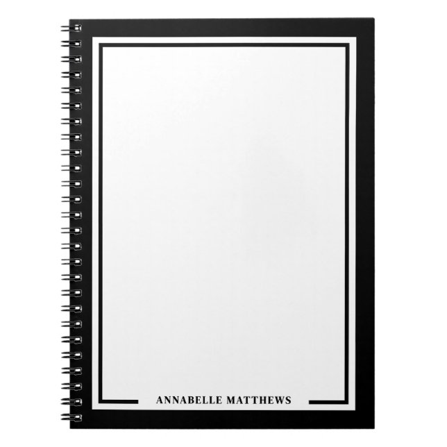 Carnet Black White Name Monogram (Devant)