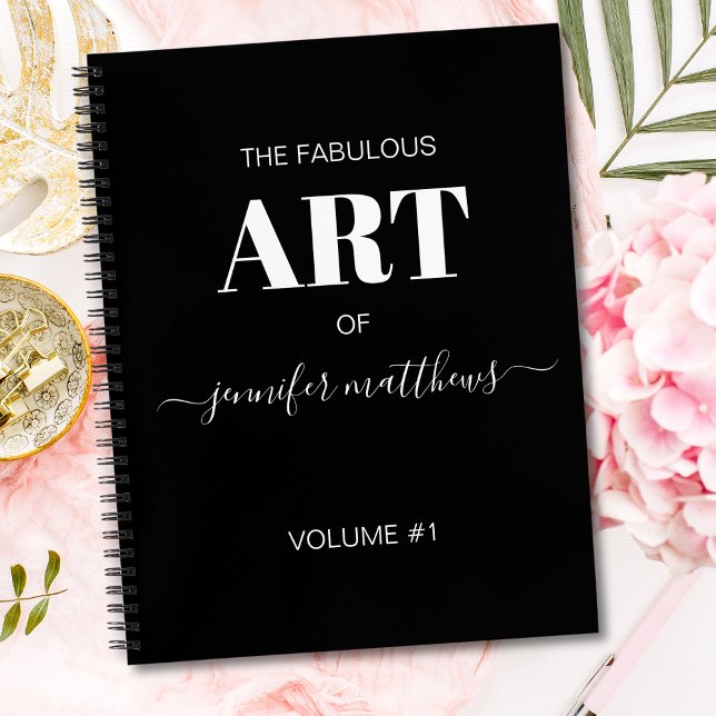 Carnet Black White Personalized Script Name Sketchbook (Créateur téléchargé)