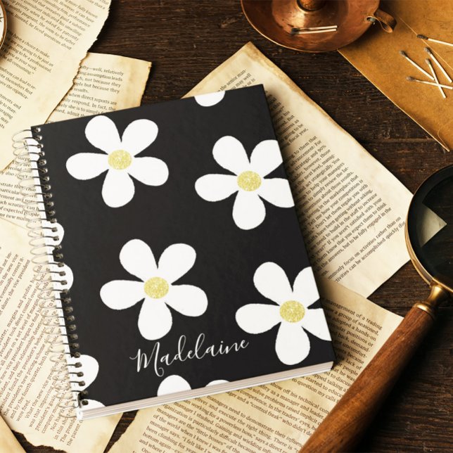 Carnet Black White Simple Motif Gold School (Créateur téléchargé)