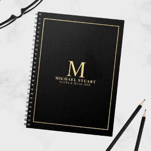 Carnet Black with Gold Personalized Monogram and Name