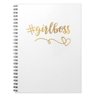 Carnet Blanc + Carnet/journal de #girlboss d'or