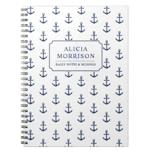 Carnet Blanc fait sur commande de motif nautique d'Ancre