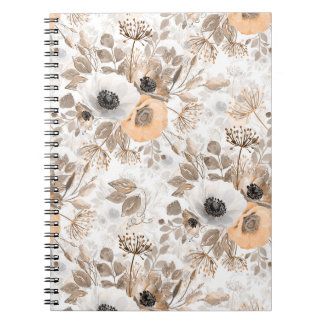 Carnet Blanc, fleurs de pêche, élégant