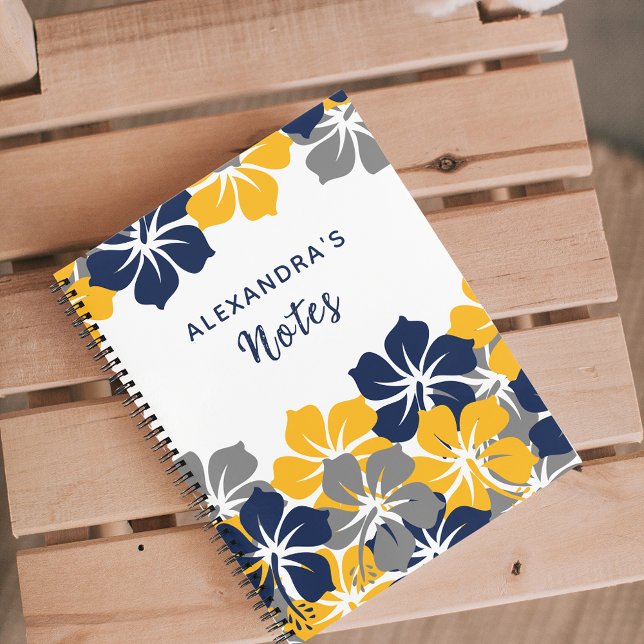 Carnet Blanc gris tropical ou gris bleu jaune floral (Créateur téléchargé)