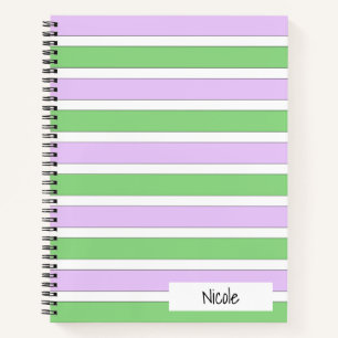 Carnet blanc, Lilac et Green Stripes