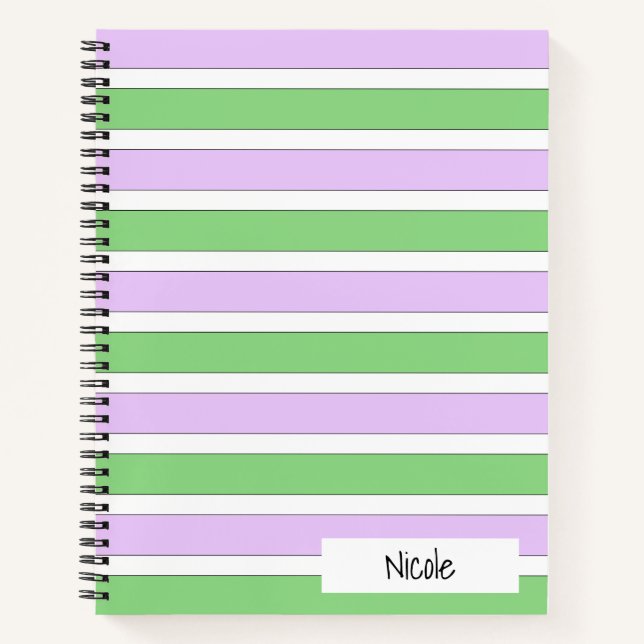 Carnet blanc, Lilac et Green Stripes (Devant)