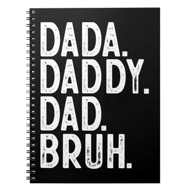 Carnet BLANC noir DADA DADDY DAD BRUH FÊTE DES PÈRES (Devant)
