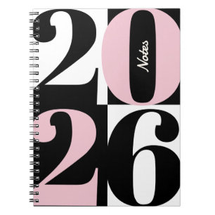 Carnet Blanc Noir et Rose Rose Clair Bloc de Couleurs Aud