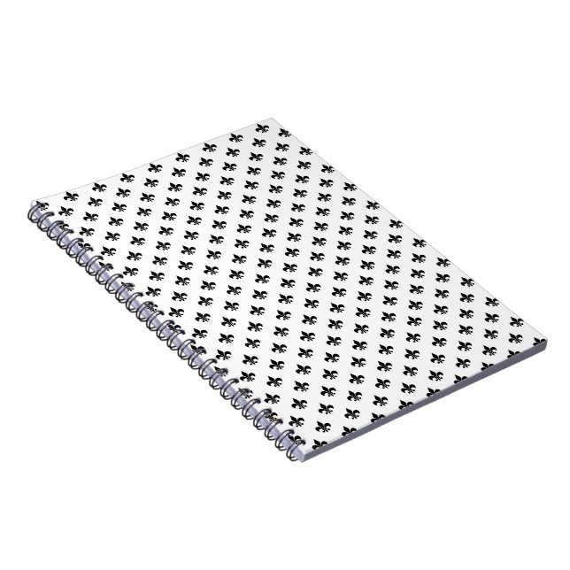 Carnet Blanc Noir Fleur De Lis Délicat Mardi Gras (Côté Droit)