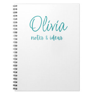 Carnet Blanc personnalisé   Faux Turquoise Foil Notes et 
